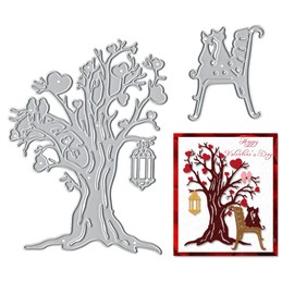 Trees Frame Cutting Dies for Card Making and Photo Album Decorations, Lover Cats Dies Cuts Chair Birds Dies Stencils Embossing Template for DIY Scrapbooking Craft