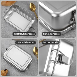 BUCOMTU 850 ml Stainless Steel Lunch Box with 2 Compartments, Leak-Proof, Metal Lunch Box, Lunch Box, Lunch Box, Lunch Box, Environmentally Friendly & BPA-Free for Adults and Children