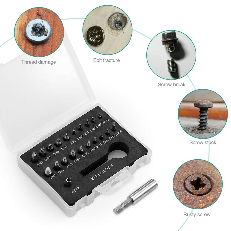 Damaged Screw Extractor Set, 22 Pcs Stripped Screw Extractor Set,