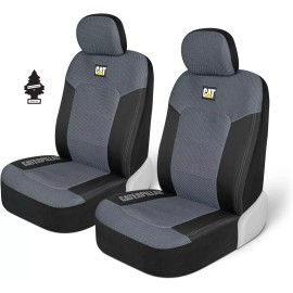 Autocessary Caterpillar Car Truck Seat Covers for Front Seats Set - Gray Bundle For Chevy