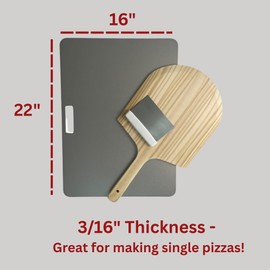ThermiChef Sourdough Cooking Steel Package - 16" by 22" Cooking Steel (3/16" Standard Thickness) with Pizza Peel and Dough Cutter - Made in the USA