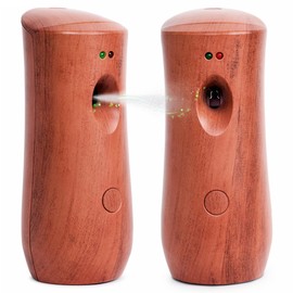 Automatic Air Freshener Spray Dispenser: Automatic Spray Dispenser with Elegant Wood Design for Commercial or Home Use (2-Pack), Battery Powered Free Standing or Wall Air freshener, Three Time Release