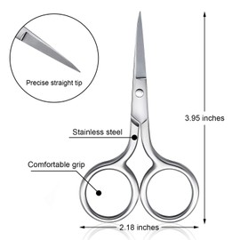 Mudder 3 Pack Small Nose Scissors Facial Hair Trimming Mini Beauty Stainless Steel Grooming Pointed Scissor for Grooming Eyebrows, Nose, Mustache, Beard