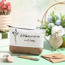 Nezyo Midwife Gift Including Midwife Bag Key Ring Ballpoint Pen Wooden Disc with Envelope Dankschön Gift for Midwife Thank You Birth Midwife