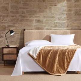 Eddie Bauer - Heated Blanket, Ultra-Soft Rib Plush Throw Blanket w/Solid Sherpa Reverse, Knitted Bedding for Couch or Bed w/ 4 Heat Settings & Auto Shut-Off (Mountain Valley Brown, 50" x 70")