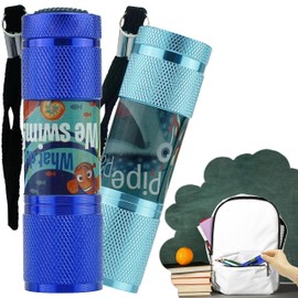 2Pcs Soy Luna Aluminium Torches, Super Bright 9 LED Flashlights, Colorful Glow in Dark Kids Torch for Camping, Travel Pocket Light Kids Girls 3+, (Light Blue & Dark Blue)