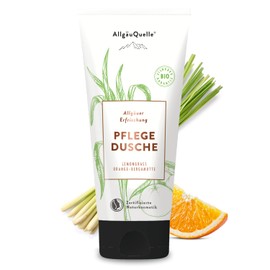 AllgäuQuelle® Allgäuer Refreshment, Organic Shower Gel for Men and Women, Essential Oils of Lemongrass, Orange and Bergamot, 200 ml