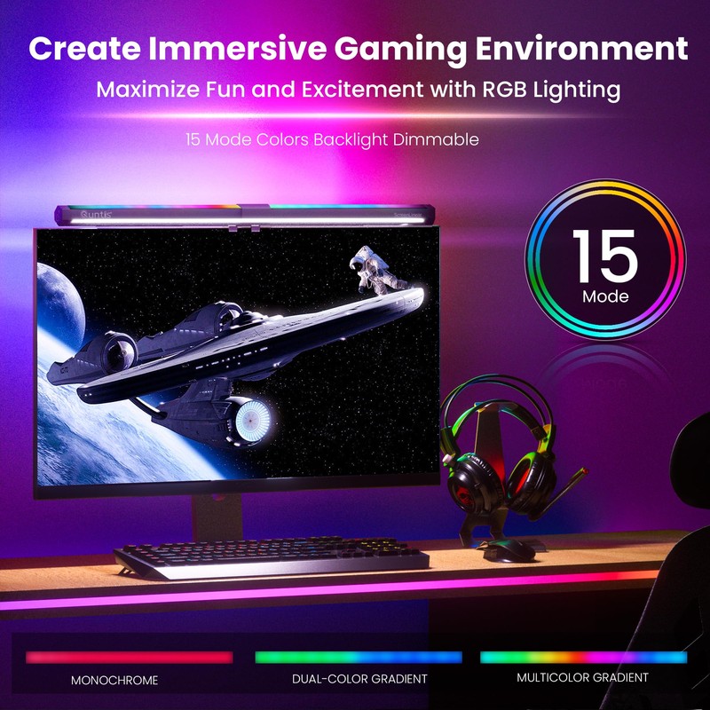 Quntis Monitor Light RGB PRO Backlight, Eye-Care Dual Light Computer