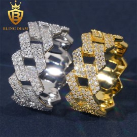 Fashion Rings for Men Moissanite Iced Out Moissanite Hip Hop Jewelry High Quality Diamond Pass Diamond Test with GRAColor: Silver moissanite, Ring Size: 9