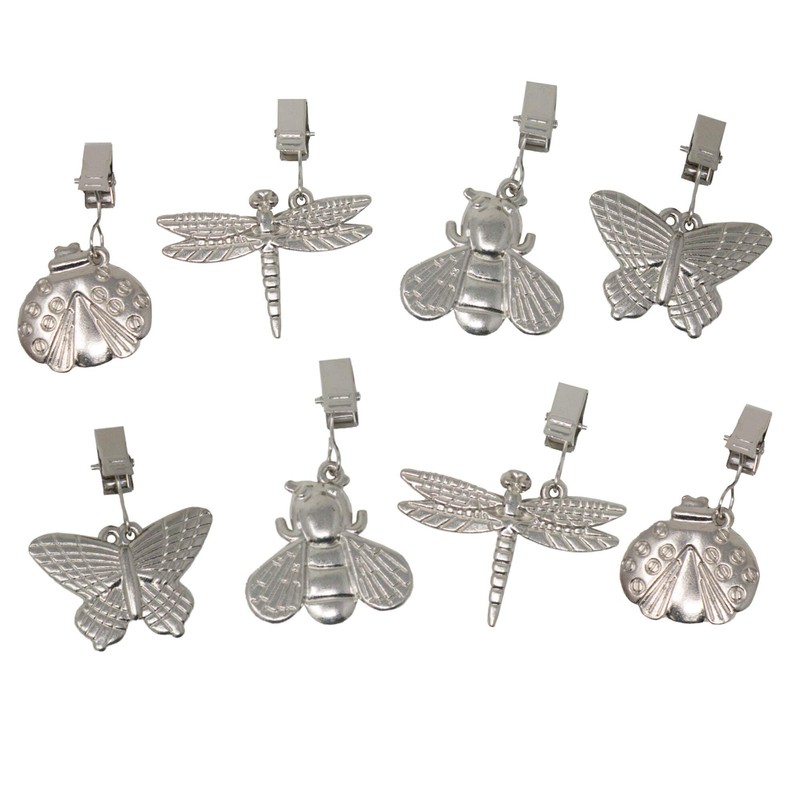 ToCi 8 x Tablecloth Weights, Tablecloth Pompoms, Silver, 6.5 x
