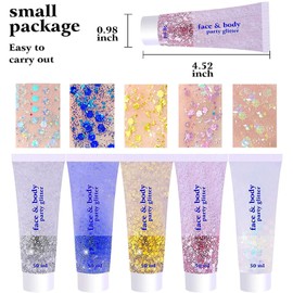 Glitter Gel, Glitter Liquid Eyeshadow Body Lotion, Chunky Glitter Gel, Mermaid Sequins Sparkling, for Face, Hair, Lips, Nails, Gold