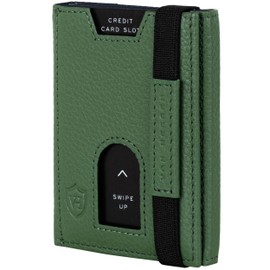 VON HEESEN Leder Slim Wallet - Geldbeutel mit RFID Schutz - Mini Geldbörse für Herren und Damen - Kartenetui Echtleder Karten Portemonnaie klein - Kreditkartenetui Grün