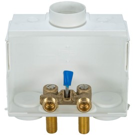 Water-Tite 85630 DU-ALL Dual-Drain Washing Machine Outlet Box - Single-Lever Valve Installed, 1/2" Sweat Connection, White Plastic