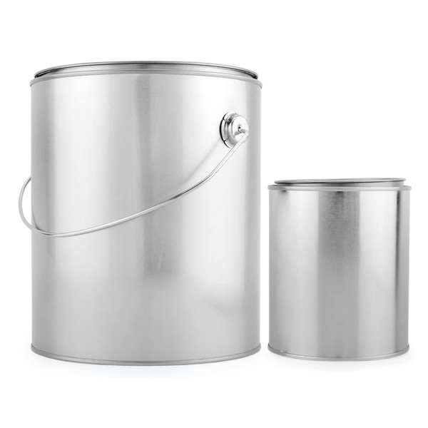 Cornucopia 1 Gallon Empty Paint Can + 1 Quart Empty Paint Can (Combo 2-Pack); Unlined Metal Cans w/Lids