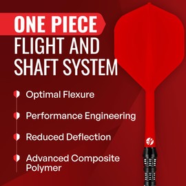 Shot! Darts Flight Deck One Piece Dart Flight and Shaft System, Reduced Deflections, Standard Shaped Flight (350 Micron), Available in Set of 3 (Red, Medium)