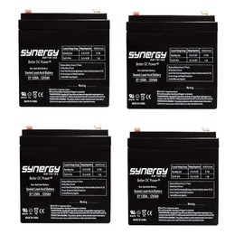 (4 Pack) 12V 5Ah Home Alarm Battery with F1 Terminals Beiter DC Power