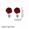 YIQPKUM Vintage Rote Rosen Stecker Ohrringe Kreuz Herz Anhänger Schmuck
