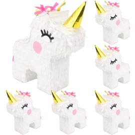 GIFTEXPRESS 6pc 8”x6” Mini Unicorn Pinatas for Girls Birthday Party Decorations, Cinco De Mayo, Fiestas Decorations Party Favors