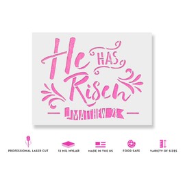 He Has Risen Stencil Template for Walls and Crafts - Reusable Stencils for Painting in Small & Large Sizes