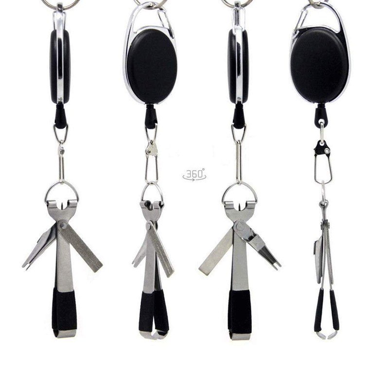 フィッシングクイックノットタイイングツール3セットステンレス鋼4 in 1ツールクイックノットノッターフライラインクリッパーフックシャープナーフックアイクリーナージンジャーリトラクター付き