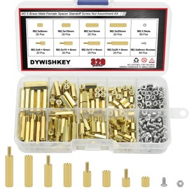 DYWISHKEY 320 Pieces Male Female Hex Brass Spacer Standoff Screw Nut Assortment Kit (M2.5)