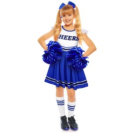 Set de Disfraz de Animadora para Niñas Vestido de Animadora para Fiesta de Halloween Regalos Cumpleaños Porrista (5-6 años)