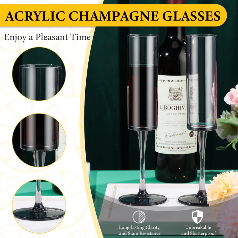 Lauwell Champagne Flutes Goblets Plastic Acrylic Wine Toasting Goblets Crystal
