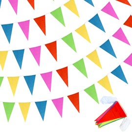 150 Flags Bunting Outdoor 80 Metres, Reusable Rainbow Fabric Garland for Party, Birthday, Indoor Garden Party, Christmas Decoration