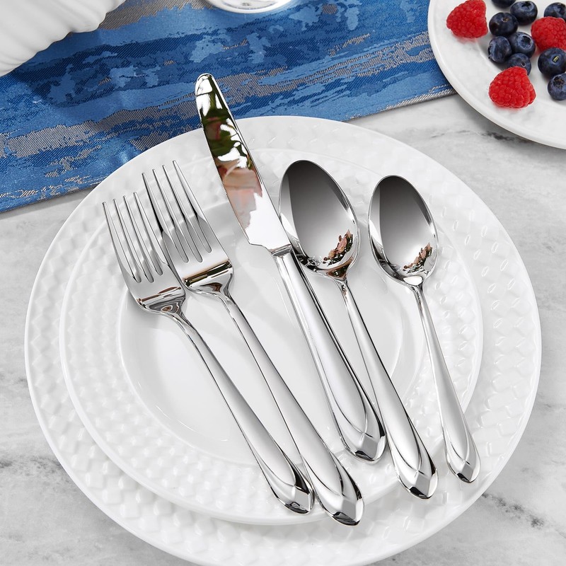 KEAWELL Premium Astra Flatware Set, 45-Piece Silverware Set for 8,