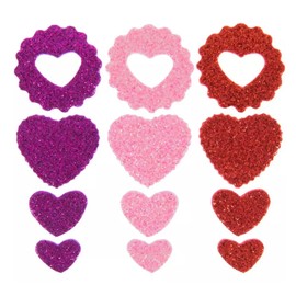 Valentine's Day Glitter Heart Stickers - Red, Pink, Purple - 132 Pieces, Blue, 5538178