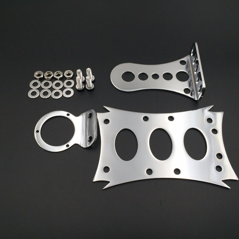 XKH- Motorcycle Chrome Horizontal Vertical Zigzag Side Mount License Plate