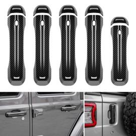 CheroCar for Jeep JL Door Handle Cover Trim Tailgate Handle Cover for 2018-2021 Jeep Wrangler JL JLU Sports Sahara Freedom Rubicon 2-Door & 4-Door Exterior Accessories (Carbon Fiber Grain)