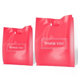 MelonArt Thank You Bags for Small Business, Plastic Retail Bags Merchandise Bags Shopping Boutique Bags for Stores Boutique (Pink)
