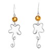 Citrine Abstract Wire Frame 925 Sterling Silver Drop Earrings, 1/2"