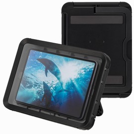 Rhythm 9YY019RH02 Tablet Waterproof Case, Made in Japan, Waterproof, IPX7 Equivalent, Suitable for Bathing, Adjustable Storage, Stand, Wall Mount, Back, Magnet, Black, 9.3 x 12.7 x 1.3 inches (23.7 x