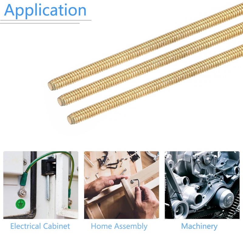 TOP-VIGOR 2Pcs M2 x 250mm Male Brass Threaded Rod, All