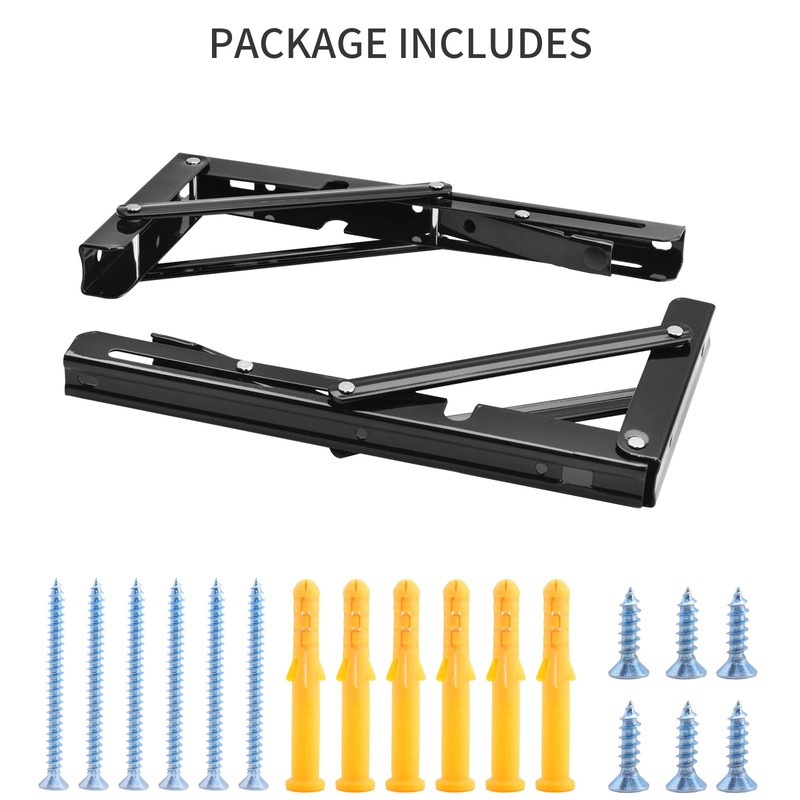 YUMORE Folding Shelf Brackets, 10 Inch Heavy Duty Collapsible Shelf