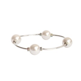 Made As Intended Crystal White Pearl Blessing Bracelet, Large Size