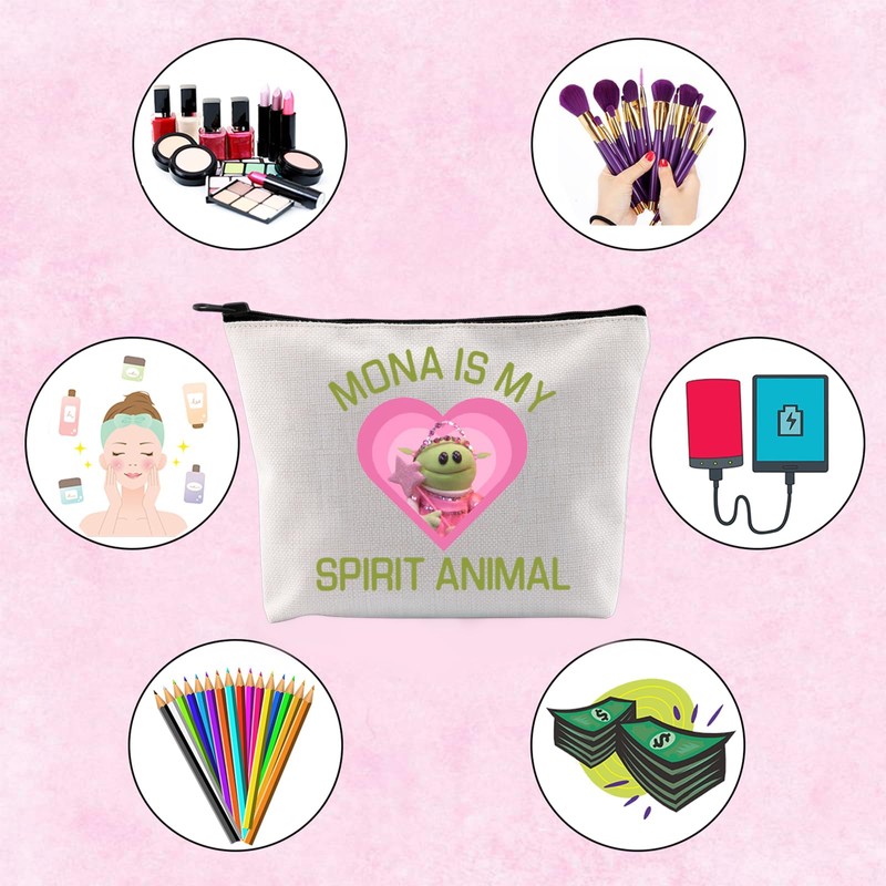 Funny Meme Gift Mona is My Spirit Animal Makeup Bag