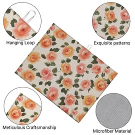 Dish Drying Mat 18×24 Inch Extra Large Absorbent Kitchen Drying Pad with Cute Rose Patterns-Quick Dry/Machine Washable