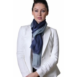 Anika Dali Women's Serenity Ocean Elegant Blue Ombre Effect Scarf, Super Soft, Lightweight