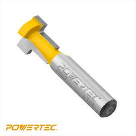 POWERTEC Carbide Tipped 7/16" Dia. Keyhole Router Bit 1/4" Shank Woodworking T Slotting Router Bits for use on CNC and Router Tool, T-Slot Grooving Milling Cutter for T-Track Bolts (73027)