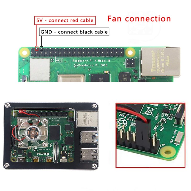 Seamuing Raspberry Pi 4B Fan DC 5.0 V Brushless 30