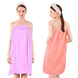 LLOUSSAK 2Pcs Towel Wrap for Women, Women's Bath Wrap Towel, Fluffy Bath Robe BathWraps for Women After Shower with Adjustable Closure
