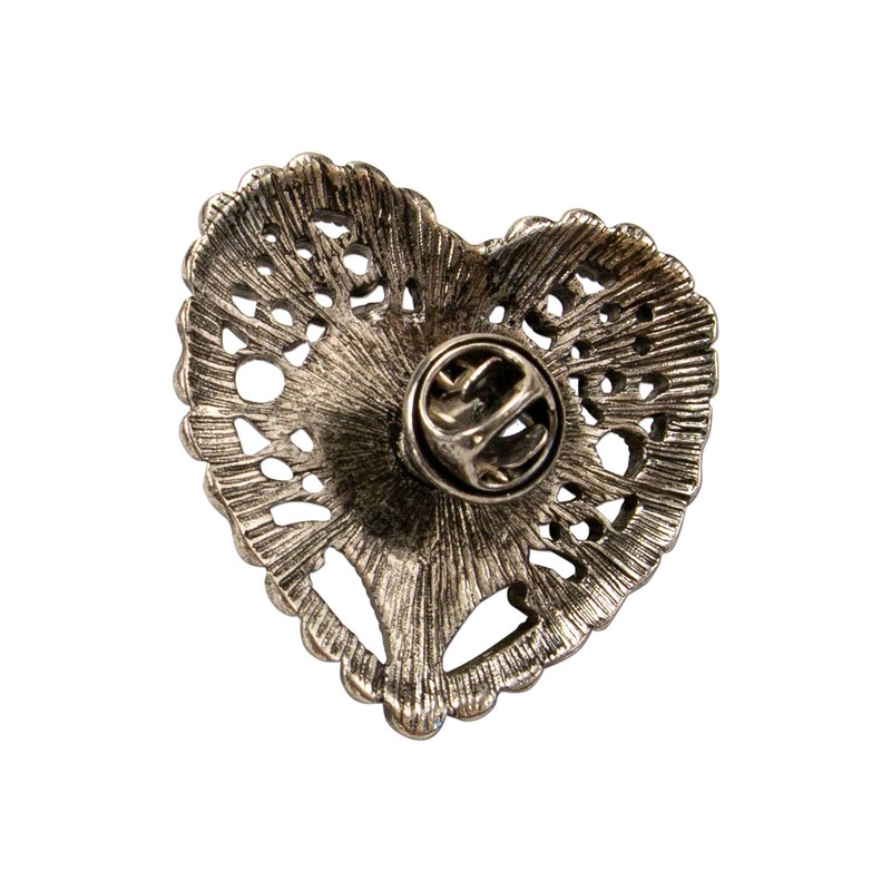 Alpenflüstern Lapel Pin Traditional Heart Antique Silver Colours API113, Metal