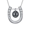 MEDWISE Lucky Pearls Horseshoe Necklace S925 Sterling Silver Chain with