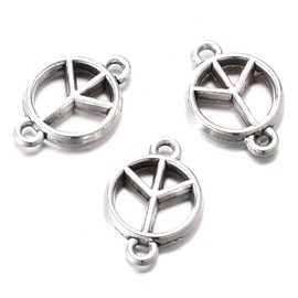 50pcs Antique Silver Alloy Peace Sign Connector Pendant Hollow Connectors Charms for Jewelry Making DIY Necklace Bracelet Earring Keychain Jewelry Making
