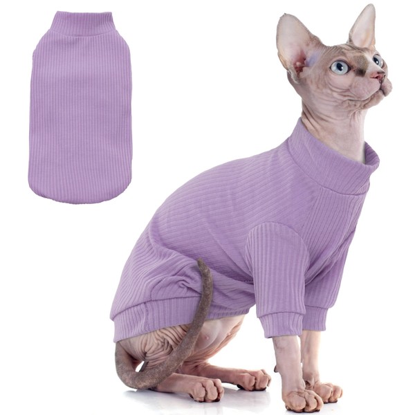 PUMYPOREITY Cat Clothes, Stretchy Cat Shirt, Cat Sweater with Sleeves,
