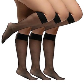 LIEMI Pompea Knee Socks Comfort Size 20 Denier One Size with 2 to 6 Pairs, Black-6 Pairs