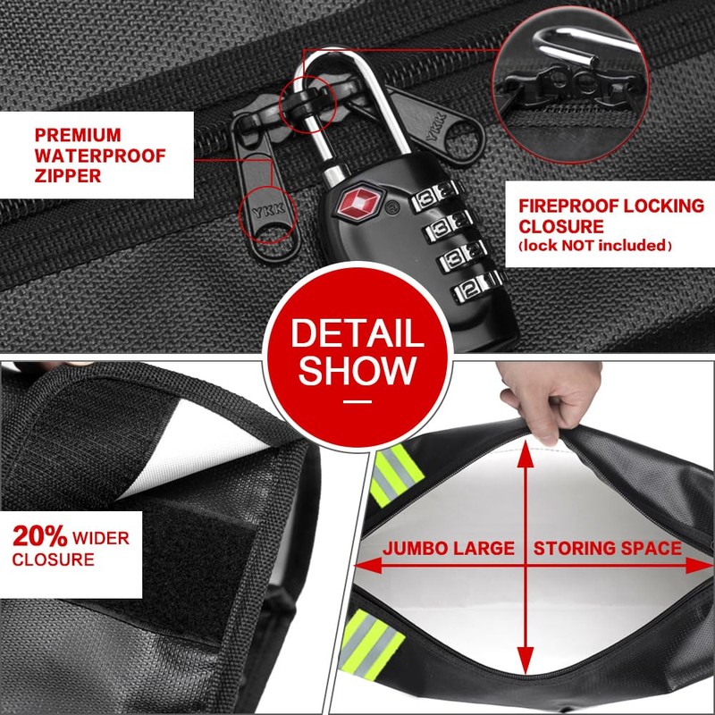 SEKAM Large Fireproof Bag with Reflective Strip (17 x 12